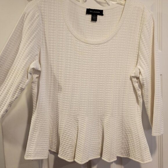St. John Tops - St. John knit three-quarter length sleeve peplum top